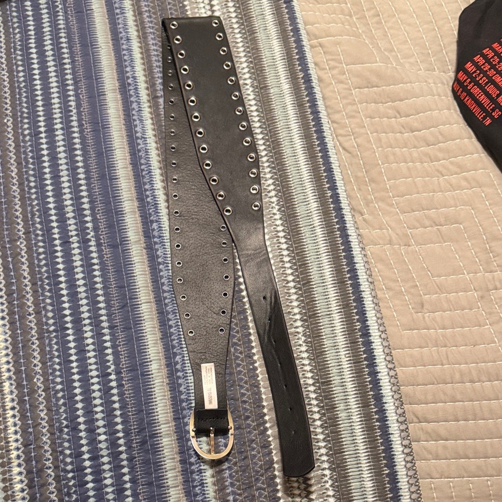 Black Leather Belt with Silver Buckle